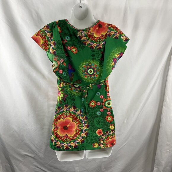 Desigual Green Floral Island Boho Blouse Women's Size S - Picture 5 of 11